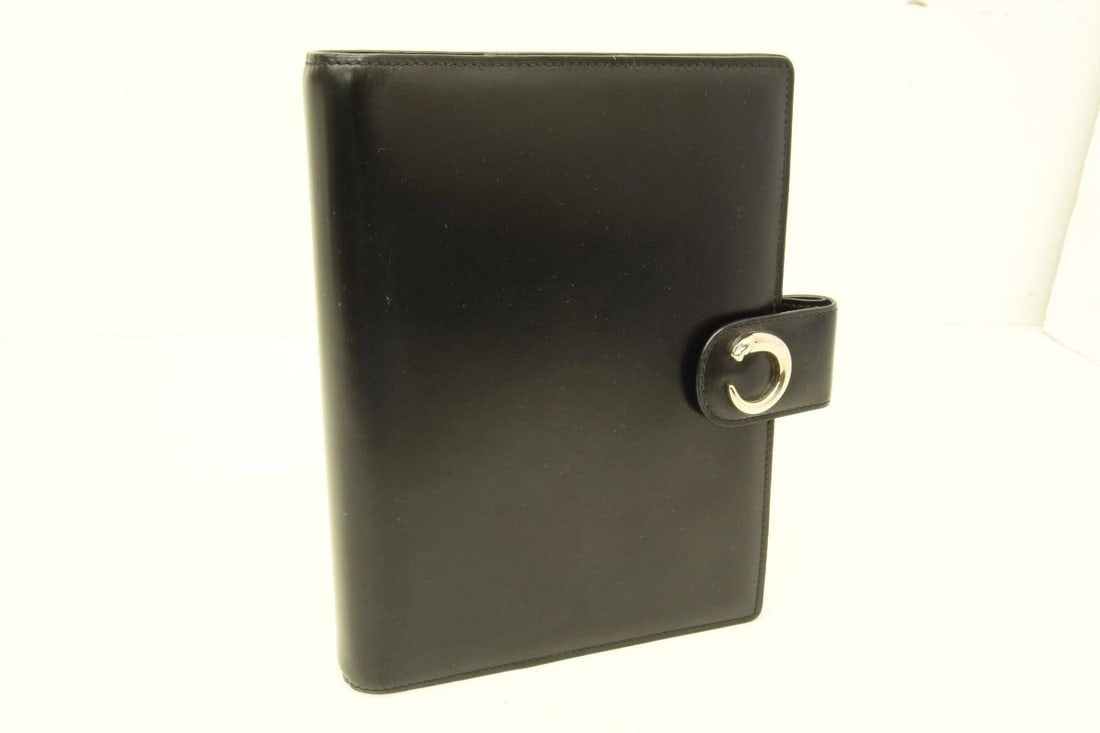 AUTHENTIC CARTIER PANTAIL LEATHER RING BINDER BOOK BLACK HOME OFFICE ACCESSORY 2: AUTHENTIC CARTIER PANTAIL LEATHER RING BINDER BOOK BLACK HOME OFFICE ACCESSORY 2 Authentic Cartier Pantail Leather Ring Binder Book Black Home Office Accessory 2 Authentic Cartier Pantail Leather Ring
