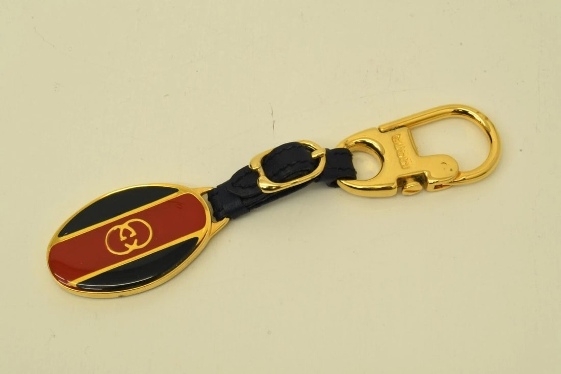 AUTHENTIC GUCCI RED STRIPE NAVY GG OVAL GP KEYCHAIN ACCESSORY LEATHER STRAP 3: AUTHENTIC GUCCI RED STRIPE NAVY GG OVAL GP KEYCHAIN ACCESSORY LEATHER STRAP 3 Authentic Gucci Red Stripe Navy GG Oval GP Keychain Accessory Leather Strap 3 Authentic Gucci Red Stripe Navy GG Oval GP K