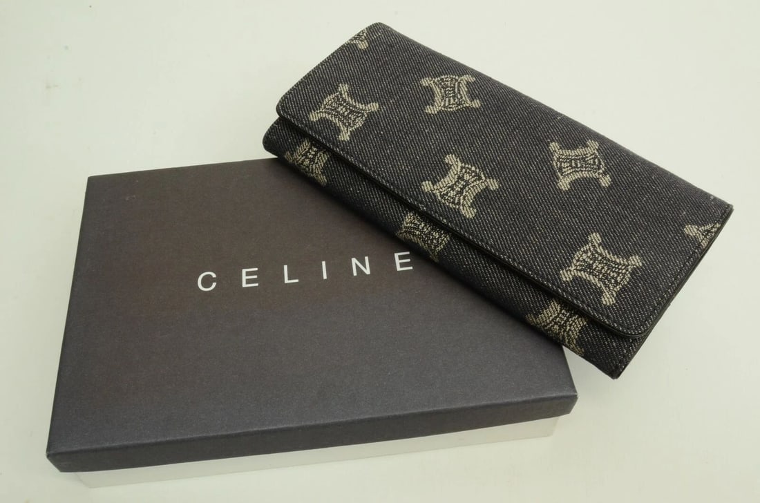 AUTHENTIC CELINE DENIM CLUTCH WALLET SIGNATURE LOGO CLUTCH ACCESSORY ORGANIZER: AUTHENTIC CELINE DENIM CLUTCH WALLET SIGNATURE LOGO CLUTCH ACCESSORY ORGANIZER Authentic Celine Denim Clutch Wallet Signature Logo Clutch Accessory Organizer AUTHENTIC CELINE DENIM CLUTCH WALLET SIGNA