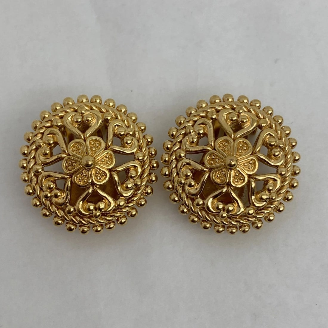 AUTHENTIC CHRISTIAN DIOR CLIP ON EARRINGS GP ENAMEL RHINESTONE HEXAGON JEWELRY (1 of 2)