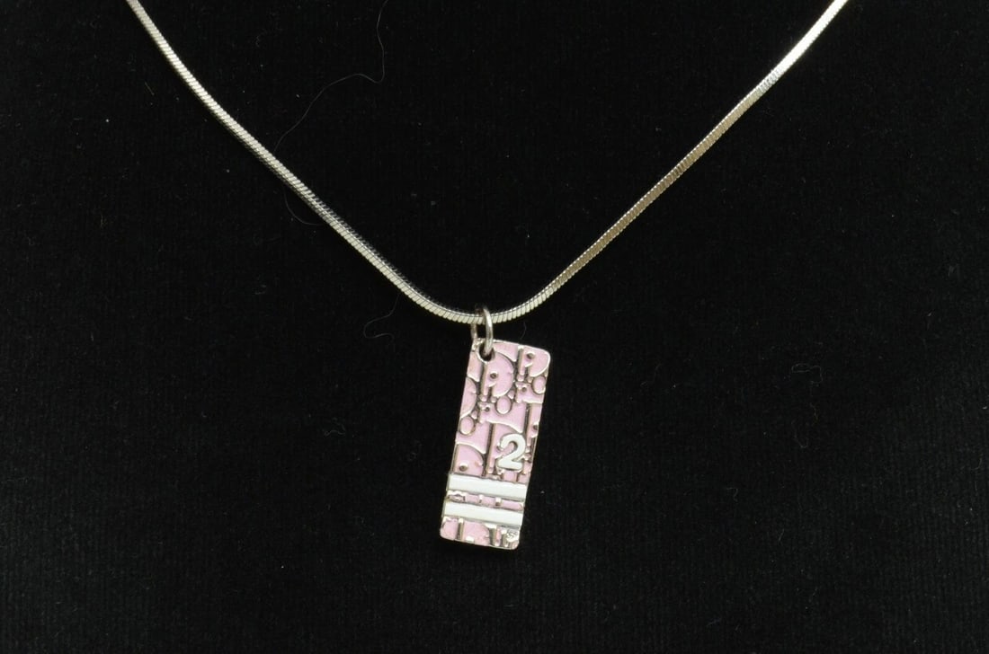 AUTHENTIC CHRISTIAN DIOR PINK TROTTER NECKLACE SIGNATURE NO. 2 MONOGRAM CHARM: AUTHENTIC CHRISTIAN DIOR PINK TROTTER NECKLACE SIGNATURE NO. 2 MONOGRAM CHARM Authentic Christian Dior Pink Trotter Necklace Signature No. 2 Monogram Charm AUTHENTIC CHRISTIAN DIOR PINK TROTTER NECKLA