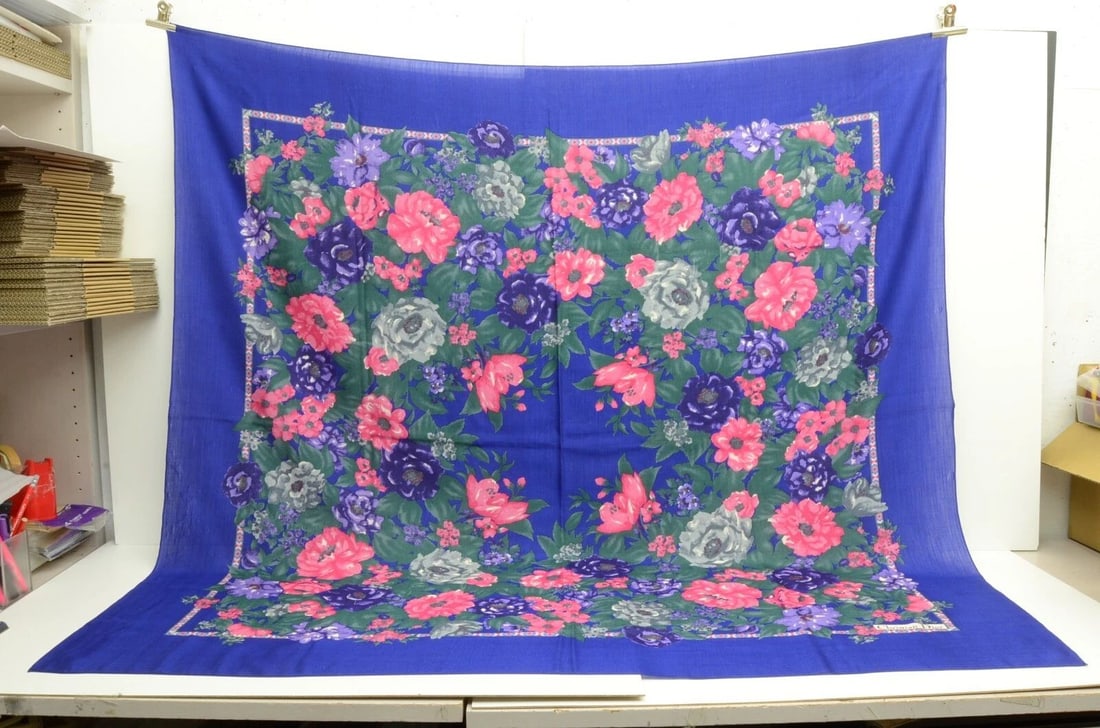 AUTHENTIC DIOR COTTON SCARF BLUE FLOWER SHAWL 133CM VINTAGE PINK FLORAL WRAP: AUTHENTIC DIOR COTTON SCARF BLUE FLOWER SHAWL 133CM VINTAGE PINK FLORAL WRAP Authentic Dior Cotton Scarf Blue Flower Shawl 133cm Vintage Pink Floral Wrap Authentic Dior Cotton Scarf Blue Flower Shawl 