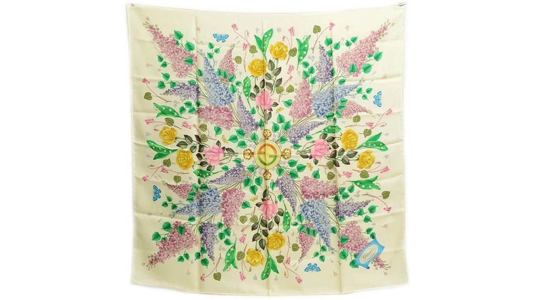 AUTHENTIC GUCCI 100% SILK SCARF WHITE A NORMA DELLA 90CM DAHLIA FLORAL FLOWERS: AUTHENTIC GUCCI 100% SILK SCARF WHITE A NORMA DELLA 90CM DAHLIA FLORAL FLOWERS Authentic Gucci 100% Silk Scarf White A Norma Della 90cm Dahlia Floral Flowers AUTHENTIC GUCCI 100% SILK SCARF WHITE A NO