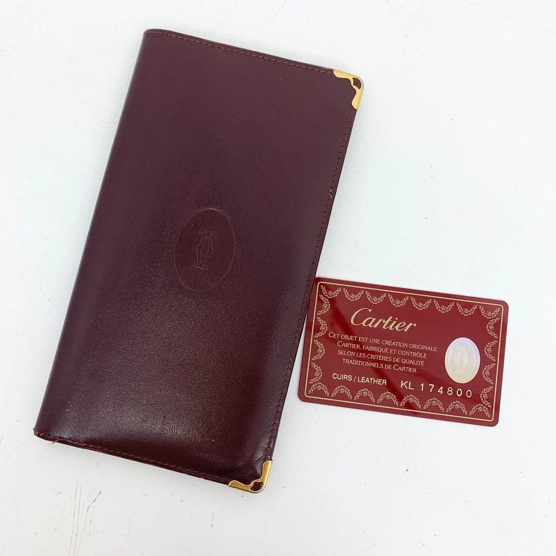 AUTHENTIC CARTIER BURGUNDY SLIM WALLET LEATHER DECOR LOGO GP CORNER MONEY CASE: AUTHENTIC CARTIER BURGUNDY SLIM WALLET LEATHER DECOR LOGO GP CORNER MONEY CASE AUTHENTIC CARTIER BURGUNDY SLIM WALLET LEATHER DECOR LOGO GP CORNER MONEY CASE