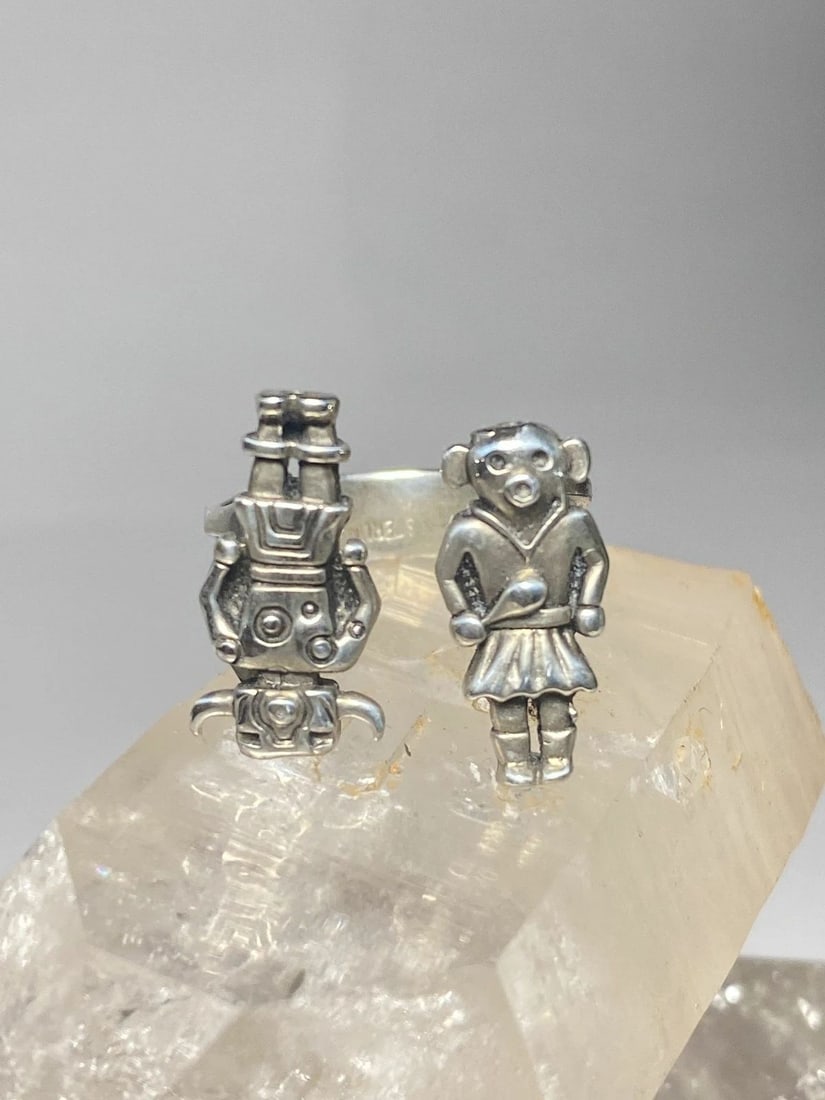 MUDHEAD KACHINA FIGURATIVE RING SOUTHWEST STERLING SILVER WOMEN GIRLS (1 of 1)