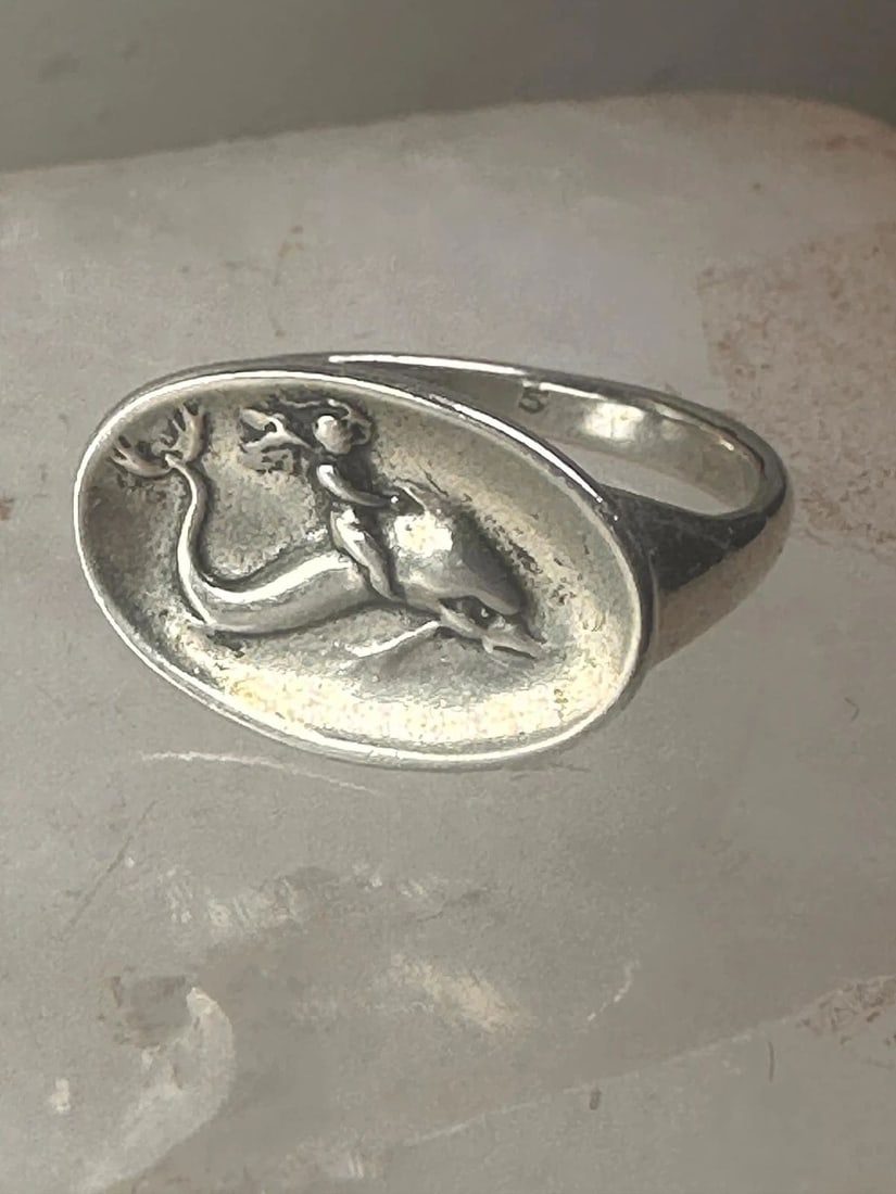 DOLPHIN RING LADY MERMAID BAND SIZE 4.50 STERLING SILVER WOMEN GIRLS (1 of 2)