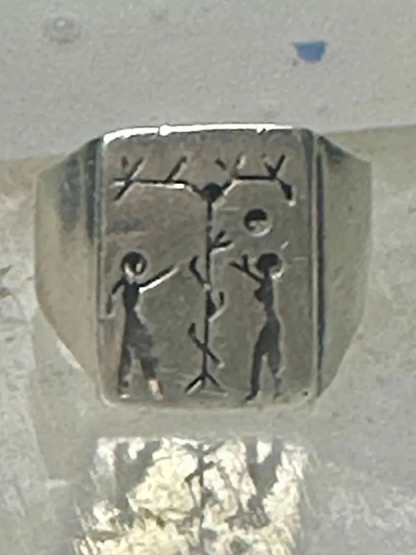 ADAM AND EVE RING MEXICO BAND TREE APPLE SNAKE SIZE 5.75 STERLING SILVER WOMEN (1 of 2)