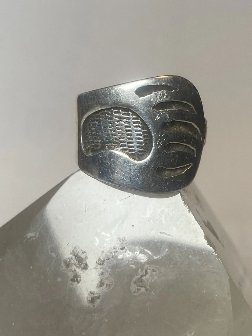 BEAR FOOTPRINT RING SOUTHWESTERN STERLING SILVER MEN WOMEN (1 of 2)
