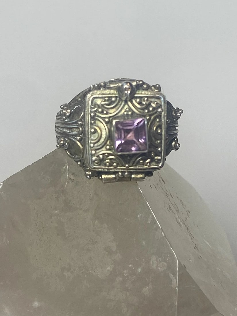 POISON RING LIGHT PURPLE BEADED STERLING SILVER WOMEN GIRLS (1 of 2)