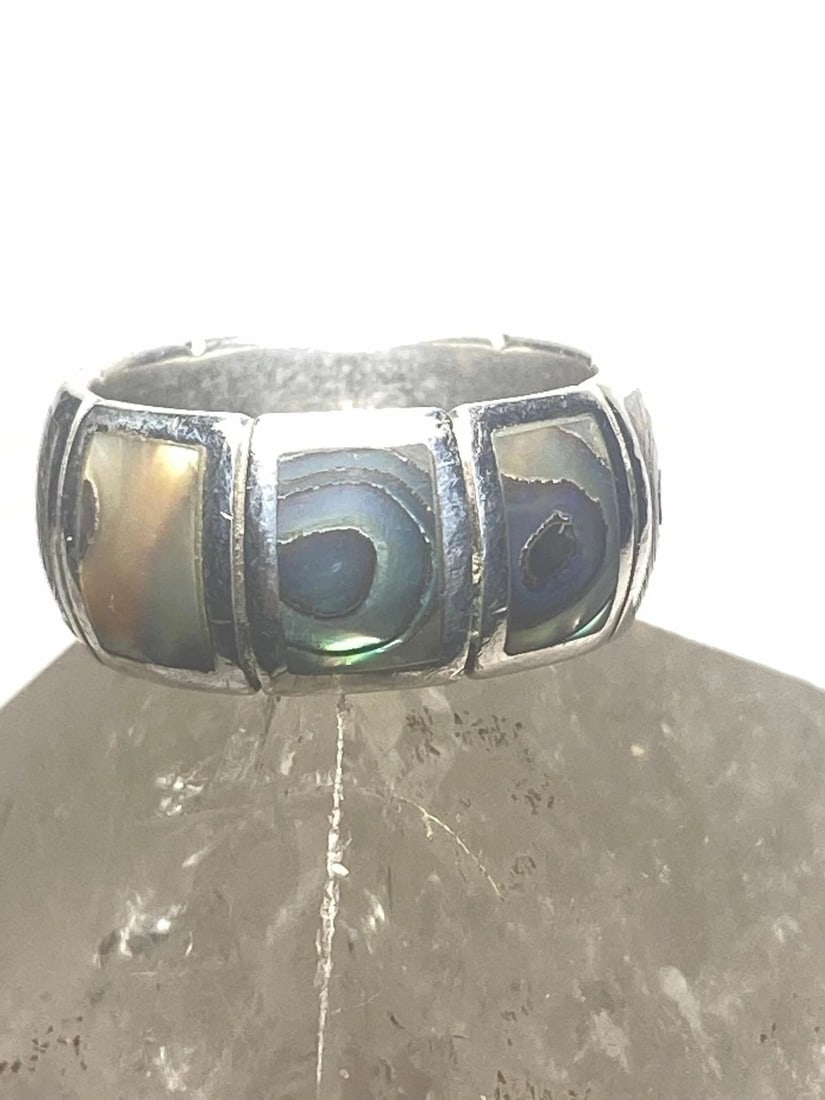 ABALONE RING SHELL PINKY BAND STERLING SILVER WOMEN GIRLS (1 of 2)