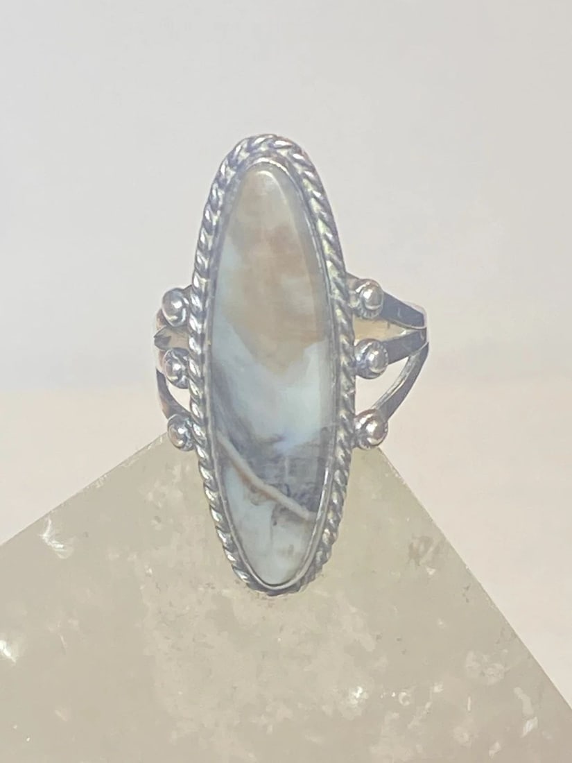 LONG AGATE RING SOUTHWEST NAVAJO STERLING SILVER WOMEN (1 of 2)