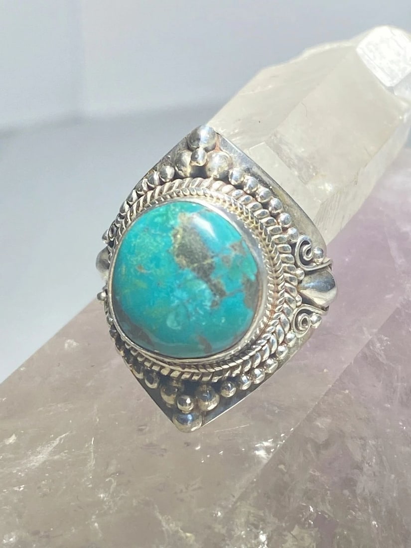 TURQUOISE RING TWIST STERLING SILVER WOMEN MEN (1 of 2)