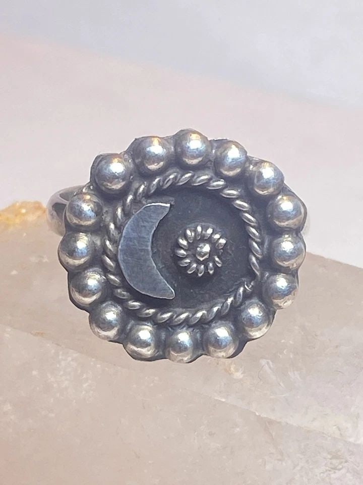 MOON RING SIZE 8.50 BRUTALIST CELESTIAL STERLING SILVER WOMEN (1 of 1)