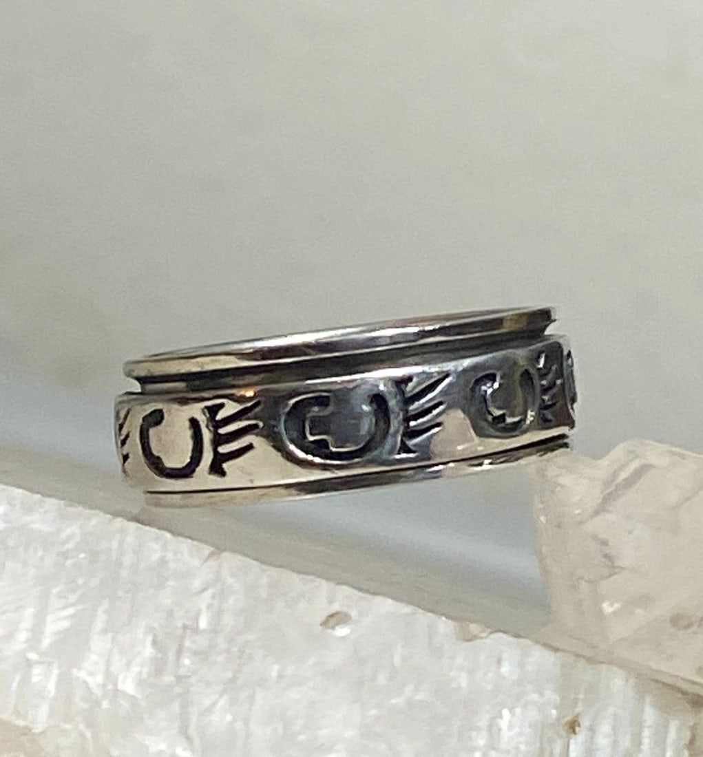 BEAR CLAW RING SPINNER SOUTHWEST BAND STERLING SILVER WOMEN MEN (1 of 2)