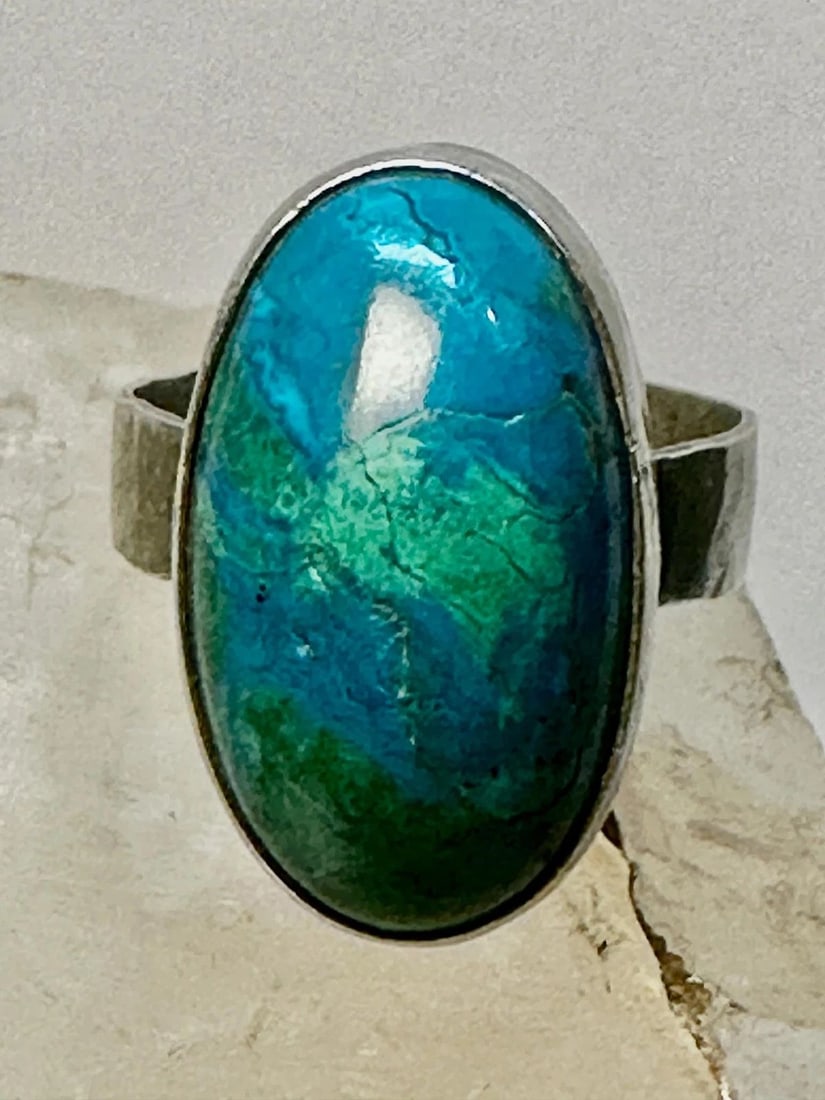 AZURITE? RING OR TURQUOISE ? SIZE 9.75 STERLING SILVER WOMEN (1 of 2)