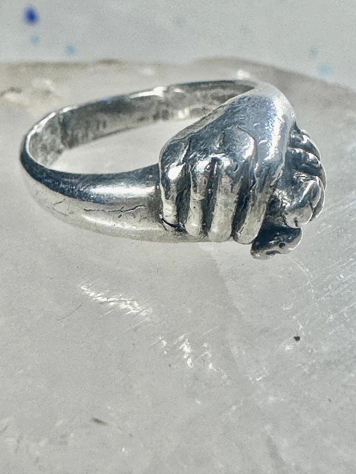 HOLDING HANDS RING SIZE 5.50 BAND STERLING SILVER WOMEN AS IS (1 of 1)