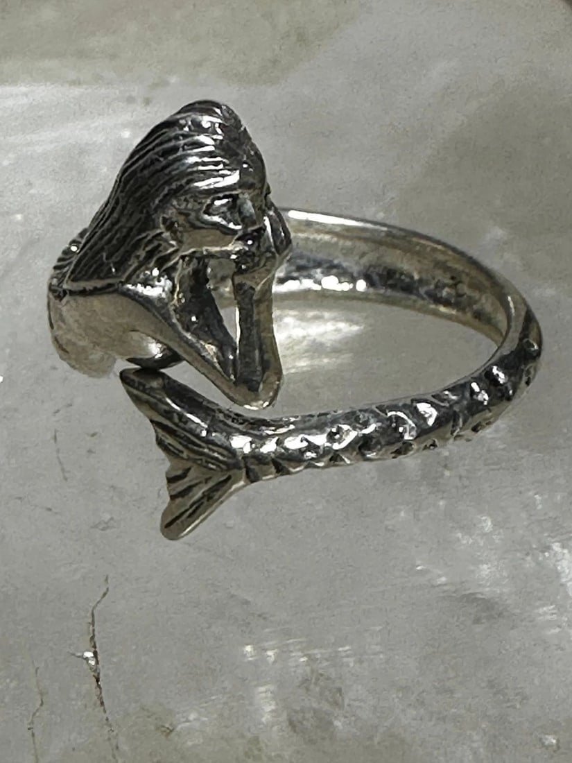 MERMAID RING SIZE 6.75 FIGURATIVE BAND STERLING SILVER WOMEN GIRLS (1 of 1)