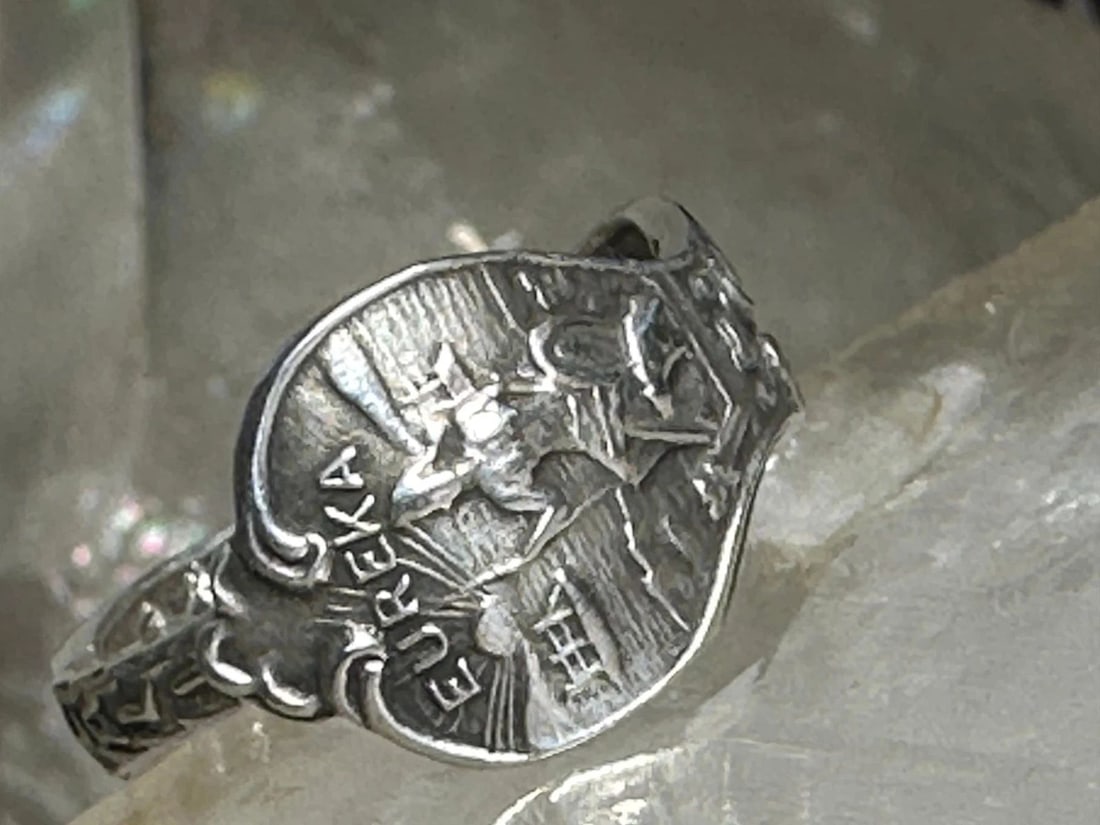 EUREKA CALIFORNIA SPOON RING MISSION RING HUMBOLDT STATE CAPITAL BAND SIZE 5.25 (1 of 1)