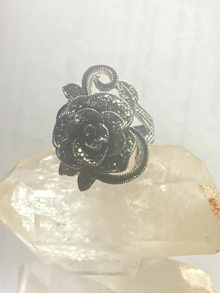 ROSE RING FLORAL BAND STERLING SILVER WOMEN (1 of 1)