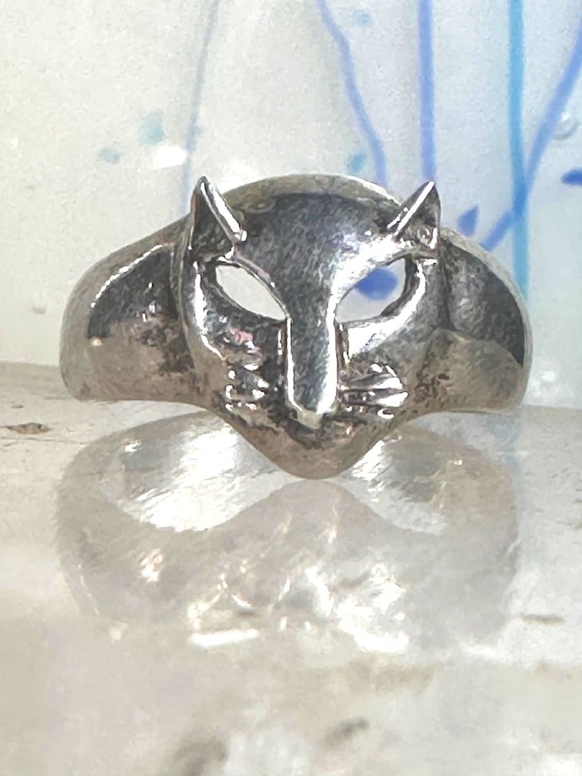 CAT RING FACE SIGNED CBP 925 SIZE 8 STERLING SILVER WOMEN GIRLS (1 of 2)