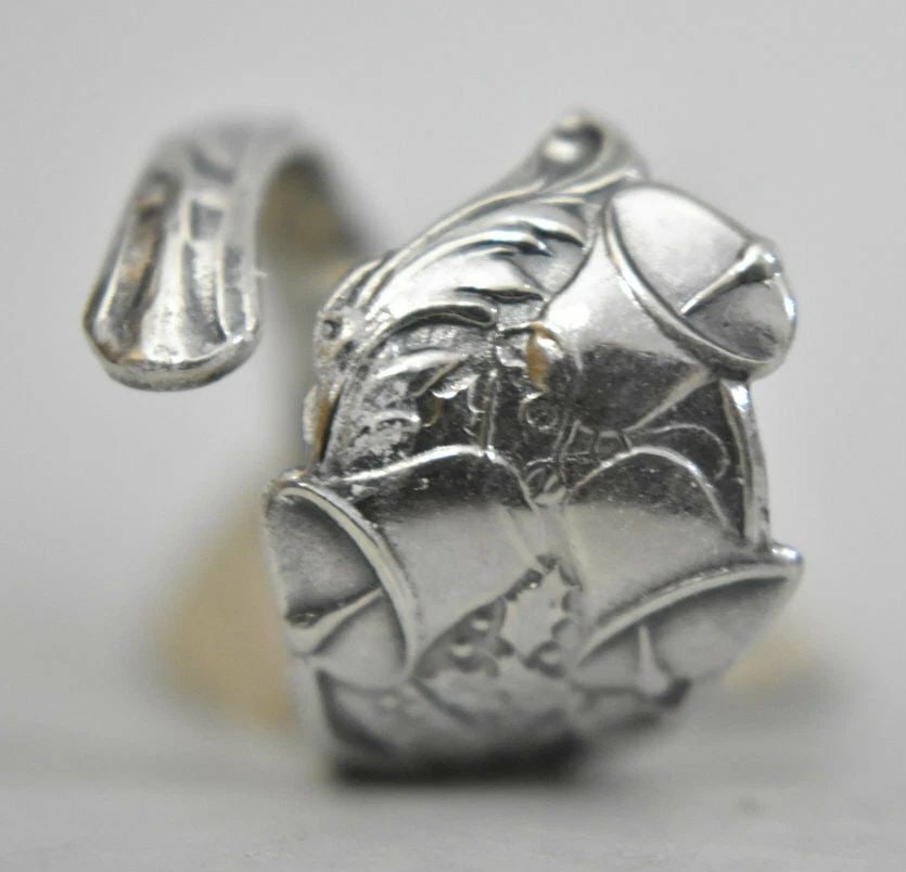 BELLS SPOON RING IN NEW YEAR STERLING SILVER THUMB BAND SIZE 7.25 (1 of 2)