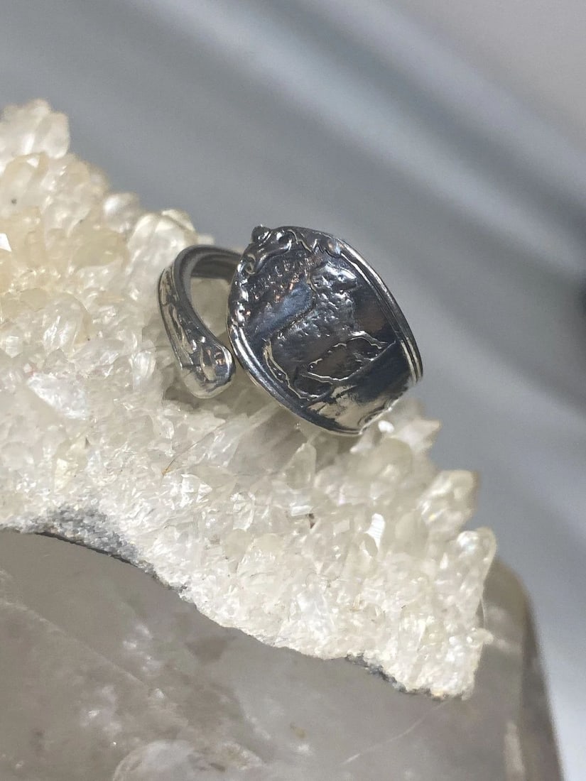 ARIES SPOON RING MARCH RAM BIRTHDAY BAND ZODIAC STERLING SILVER WOMEN (1 of 2)