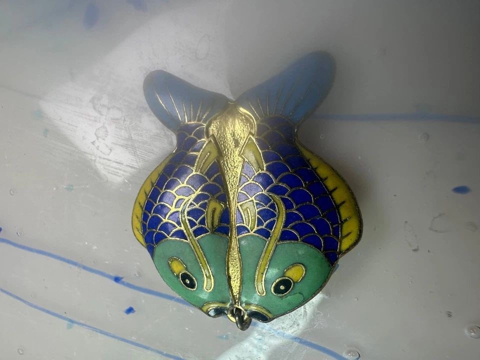 FISH SHAPED CLOISONNE PENDANT DOUBLE SIDED (1 of 1)