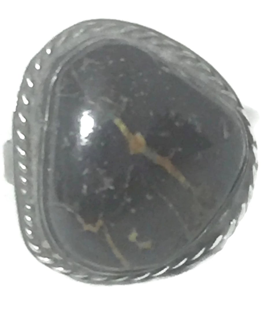 VINTAGE STERLING SILVER SOUTHWEST TRIBAL RING SIZE 6.25 JASPER OR PETRIFIED WOOD (1 of 1)