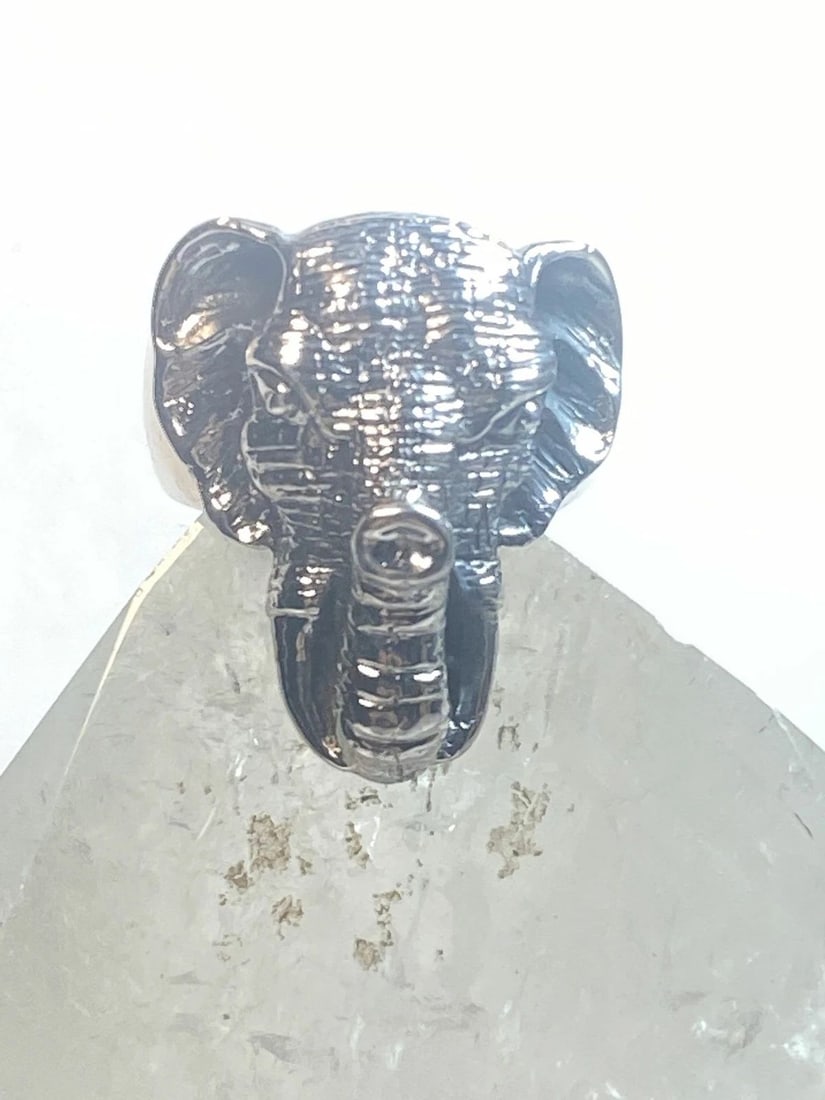 ELEPHANT RING SIZE 8.25 STERLING SILVER GOOD LUCK BAND WOMEN MEN (1 of 2)