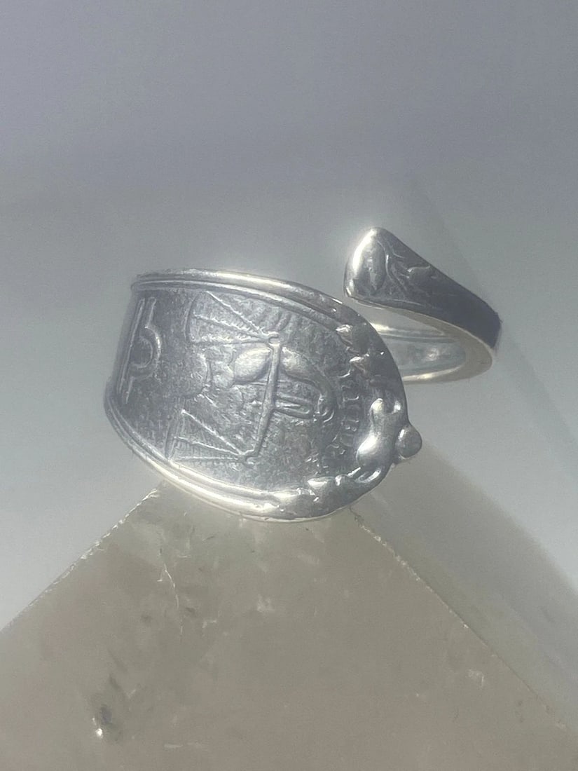 LIBRA SPOON RING SEPTEMBER ZODIAC BIRTHDAY BAND RING STERLING SILVER WOMEN GIRL (1 of 2)