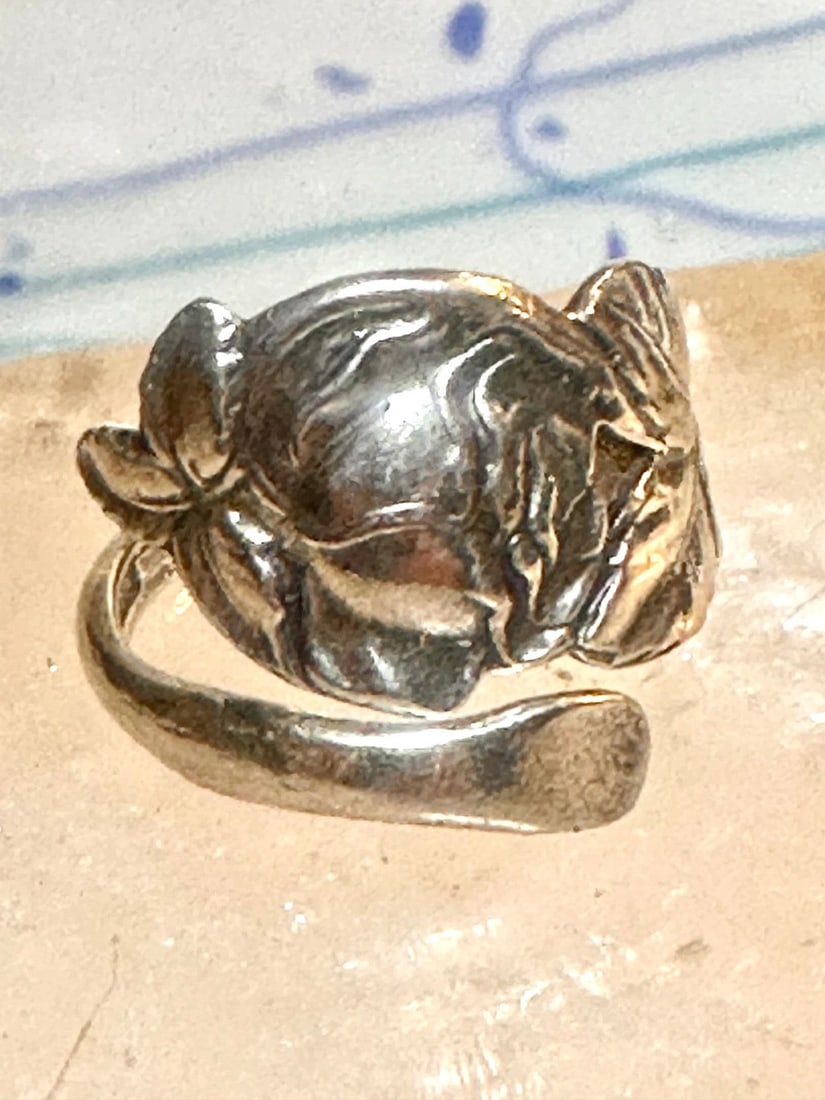 ROSE SPOON RING SIZE 7.75 FLOWER BAND STERLING SILVER WOMEN (1 of 2)
