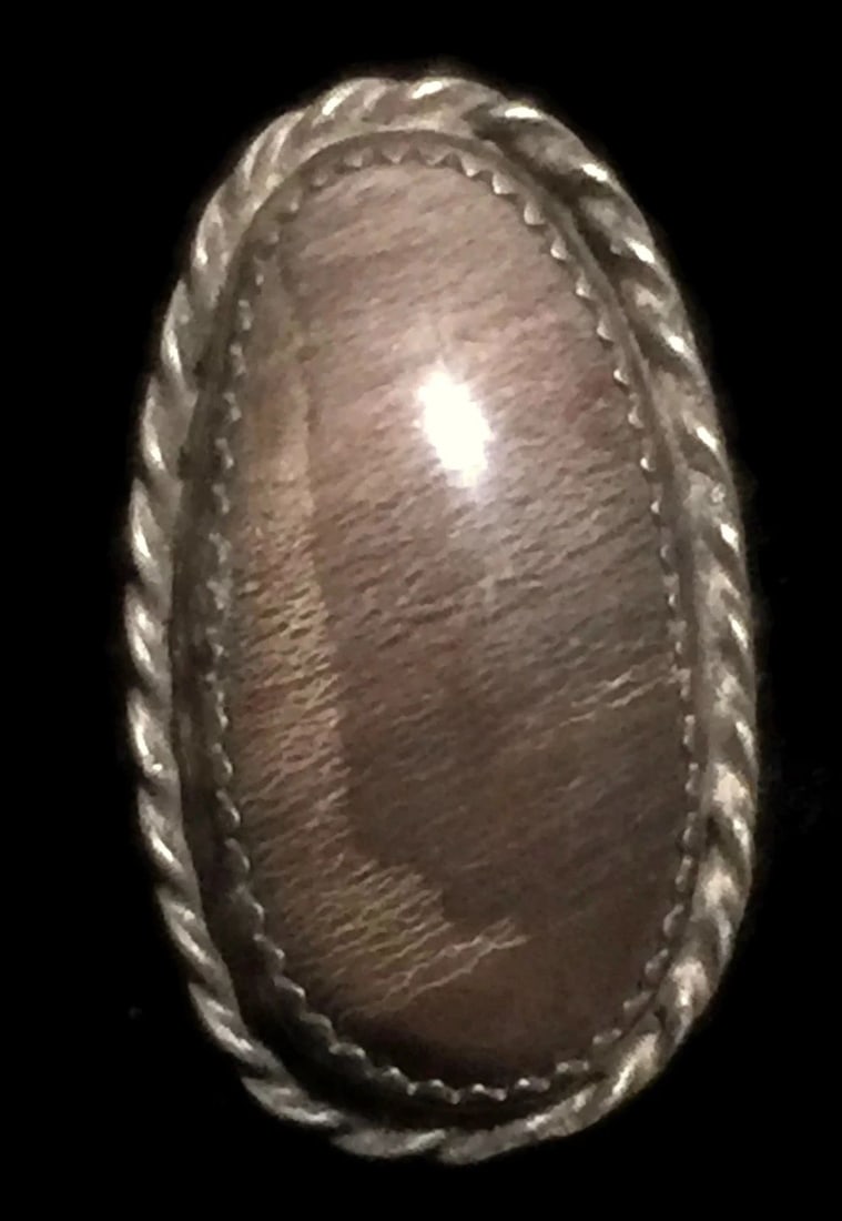 VINTAGE STERLING SILVER SOUTHWEST TRIBAL RING SIZE 6.5 STONE CRAZY HORSE (1 of 2)