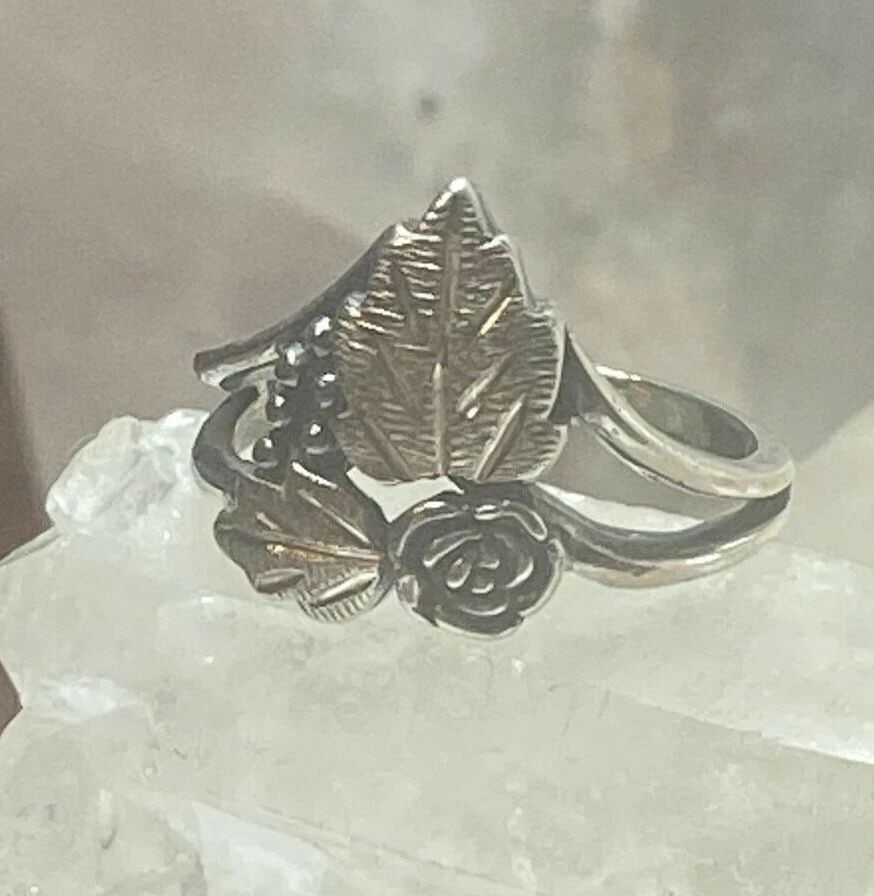 FLORAL RING SIZE 5.50 LEAVES BAND STERLING SILVER WOMEN GIRLS (1 of 1)