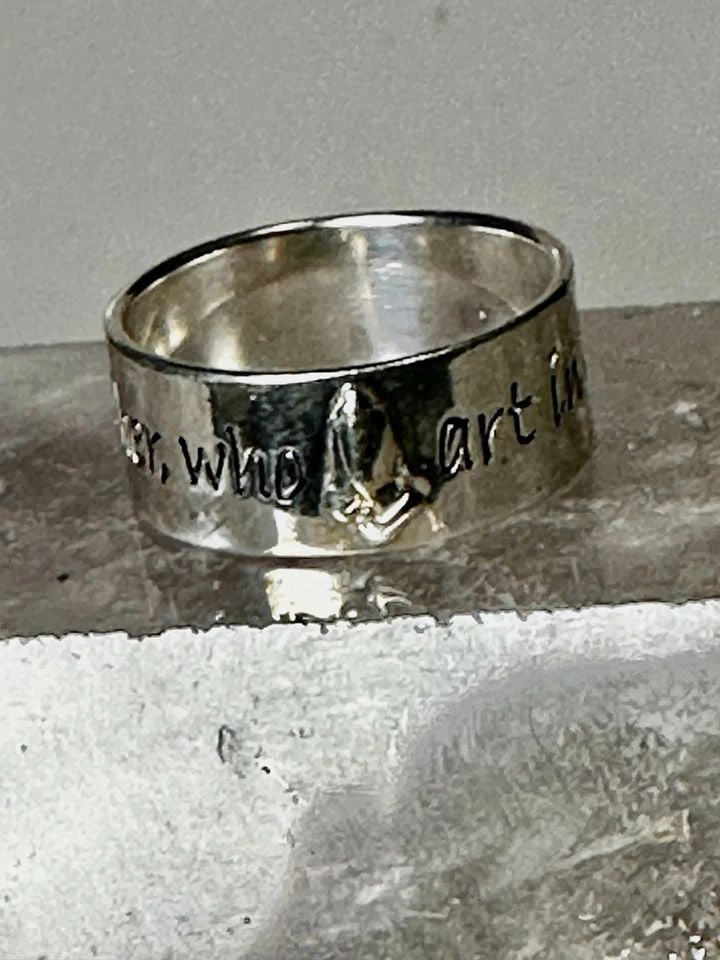 HANDS RING OUR FATHER WHO ARE IN HEAVEN RELIGIOUS BAND SIZE 6.75 STERLING SILVE (1 of 1)