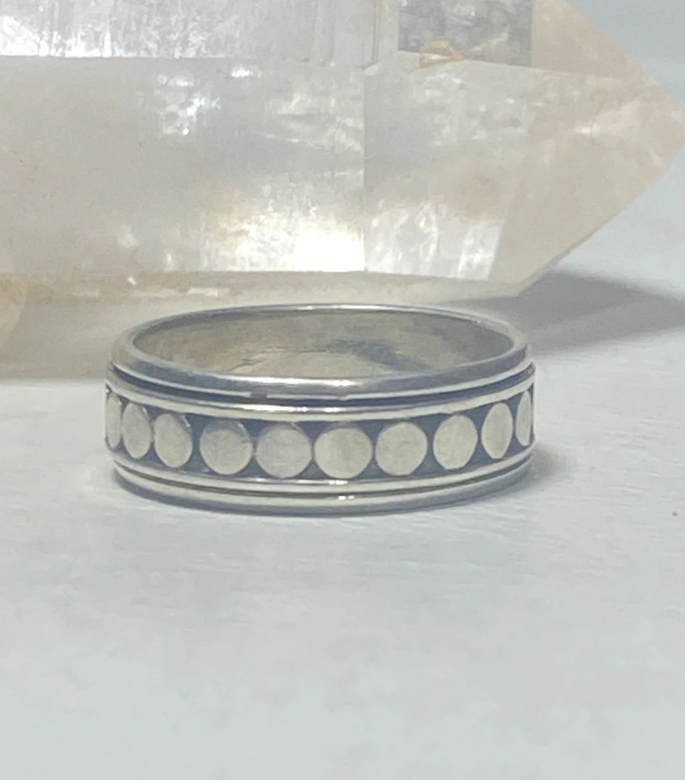 SPINNER RING BEADED BAND BIKER STERLING SILVER WOMEN MEN (1 of 2)