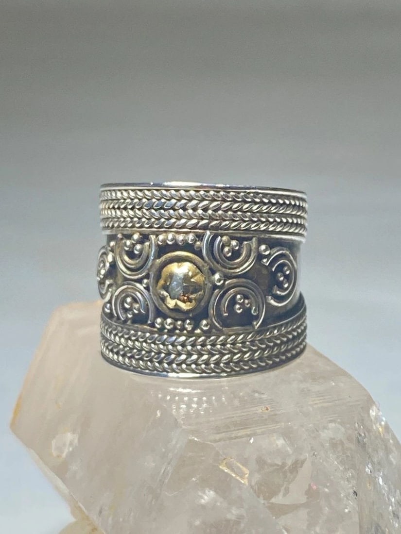 CIGAR BAND SIZE 6.75 WIDE ROPE RING STERLING SILVER WOMEN GIRLS (1 of 1)