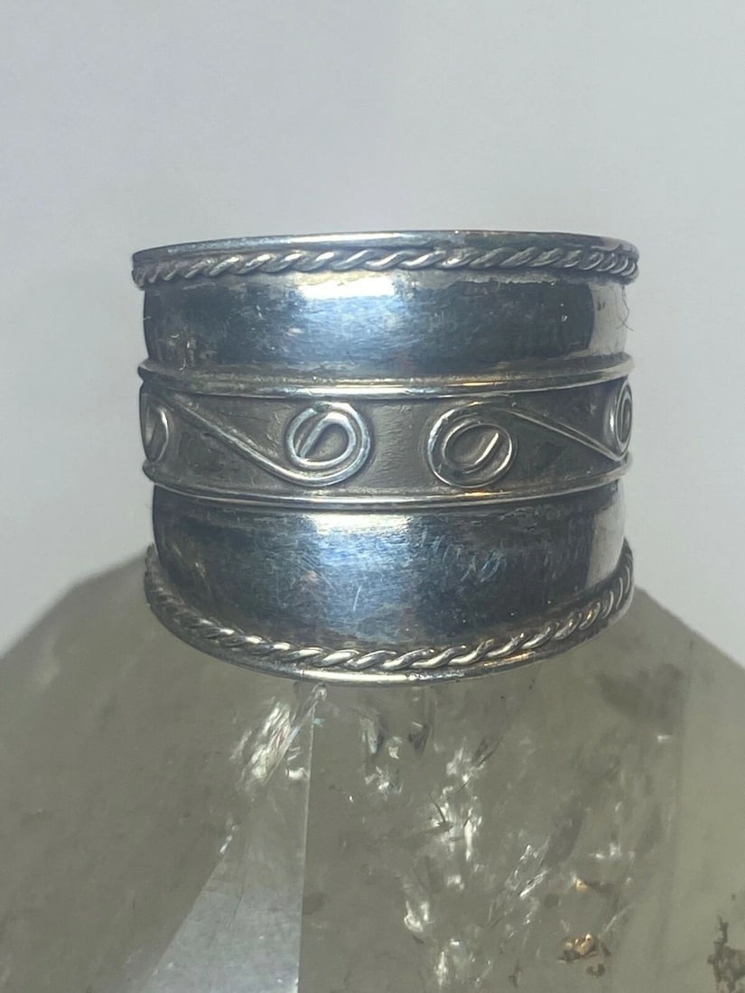 CIGAR BAND SPIRAL RING STERLING SILVER WOMEN GIRLS SIZE 7.50 (1 of 2)