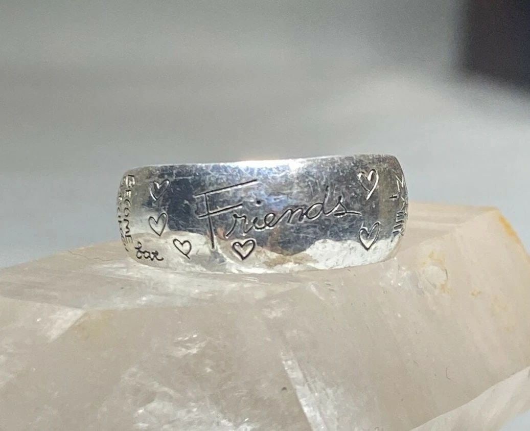 FRIEND RING FRIENDSHIP BAND BFF HEART LOVE STERLING SILVER WOMEN GIRLS: FRIEND RING FRIENDSHIP BAND BFF HEART LOVE STERLING SILVER WOMEN GIRLS Friend ring friendship band BFF heart love sterling silver women girls Family My Rock Tried and True ... Size 8.75 Weight 3.3g Wi