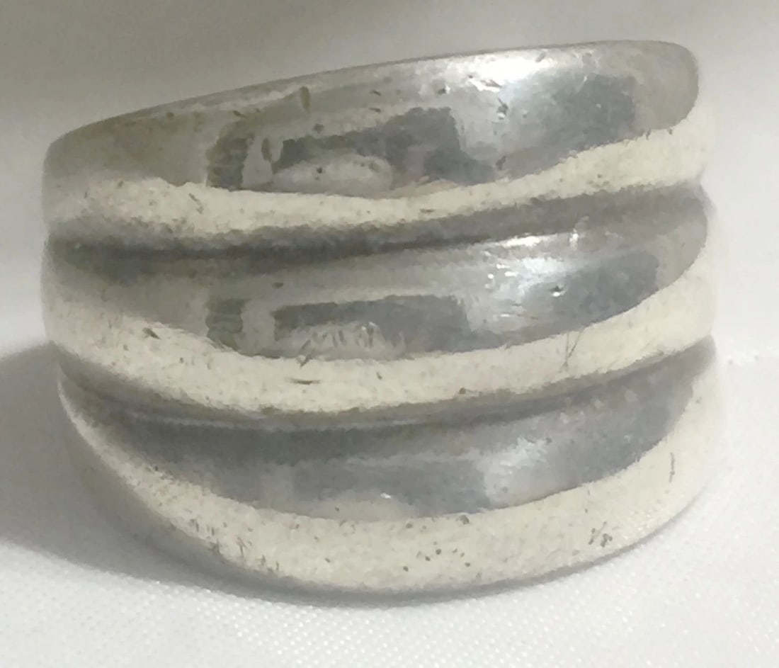 VINTAGE CIGAR BAND STERLING SILVER RING BOHO THUMB BAND SIZE 7.75 7.1G (1 of 2)