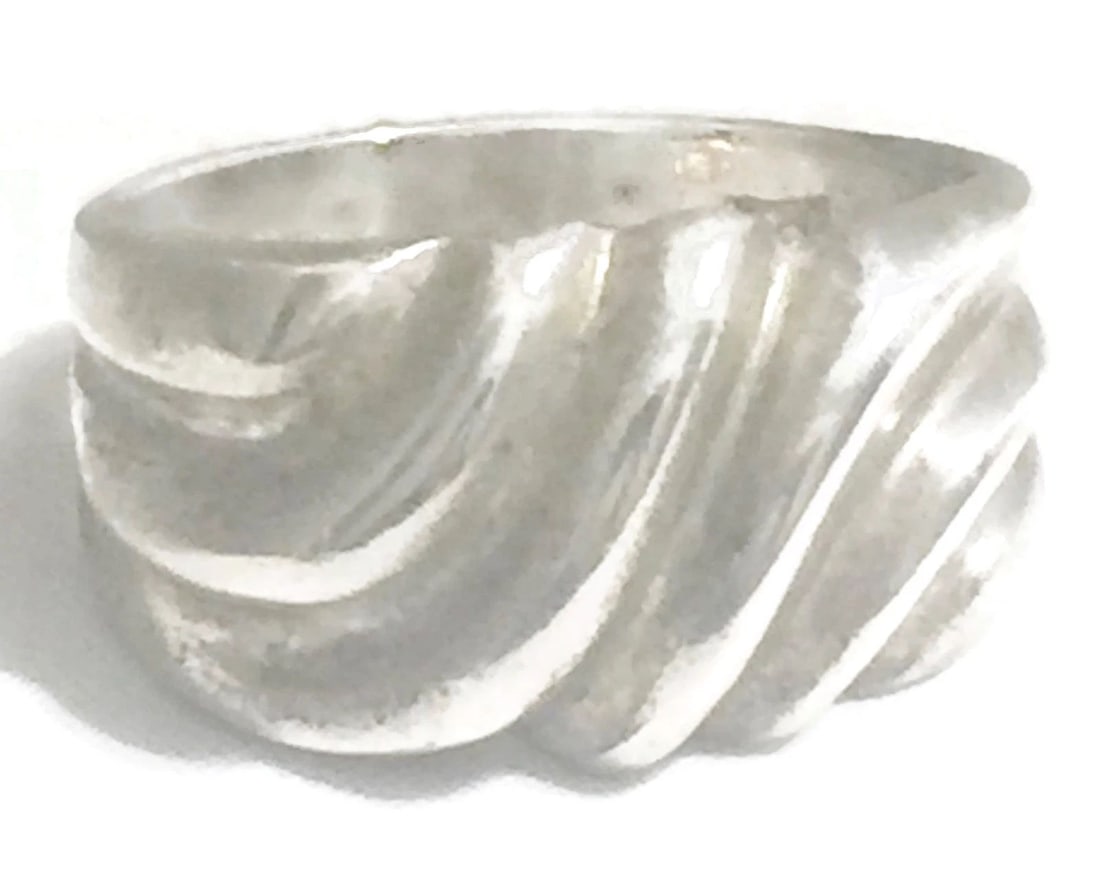 VINTAGE WAVE CIGAR BAND STERLING SILVER RING BOHO THUMB BAND SIZE 8 7.6G (1 of 1)