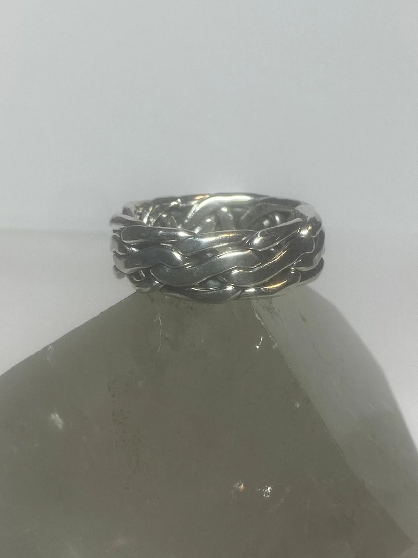 ROPE RING SOLID BAND STERLING SILVER WOMEN MEN: ROPE RING SOLID BAND STERLING SILVER WOMEN MEN Rope ring solid band sterling silver women men Size 7.75 Weight 9g Band Width. 5/16"