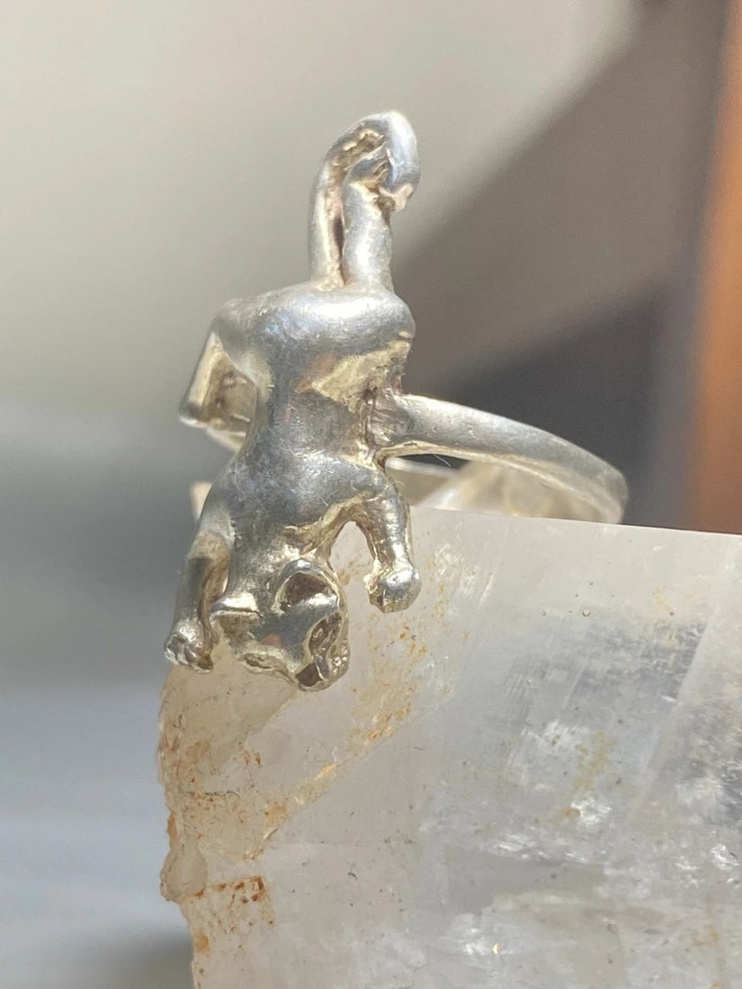 CAT RING SIZE 7.75 KITTEN BAND STERLING SILVER WOMEN GIRLS (1 of 2)