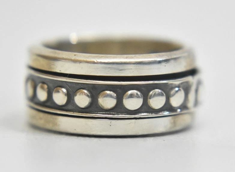 SPINNER RING DOTS STERLING SILVER RING THUMB BAND SIZE 7.25 (1 of 2)