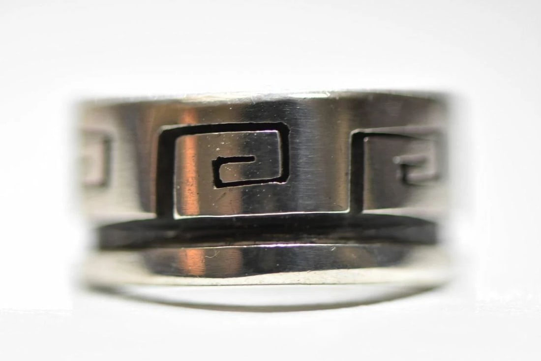 GREEK KEY BAND THUMB RING SOLID STERLING SILVER WOMEN BOYS SIZE 6.75 (1 of 1)