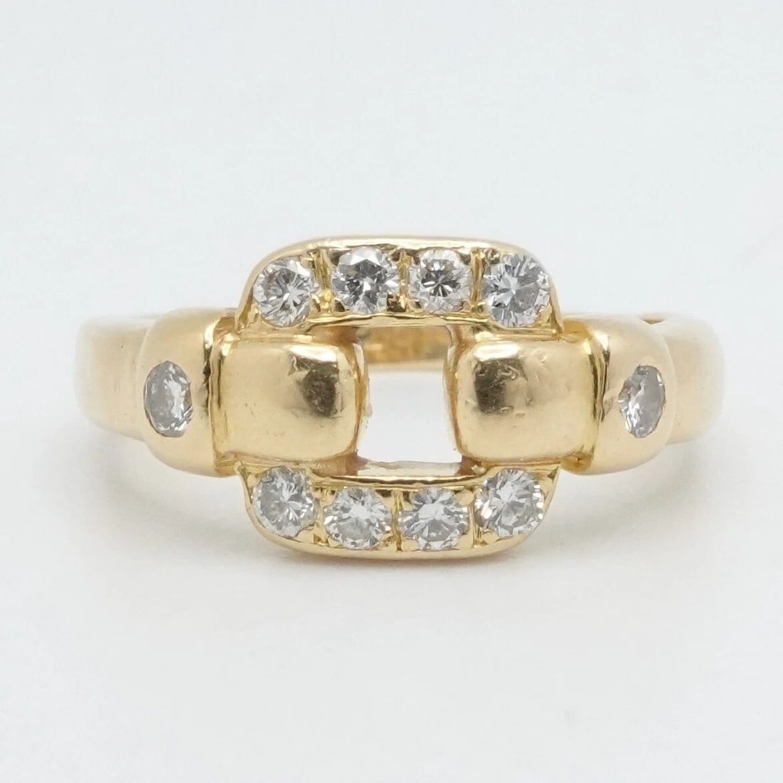 CARTIER 18K YELLOW GOLD NYMPHEA DIAMOND BAND RING - SIZE 7: CARTIER 18K YELLOW GOLD NYMPHEA DIAMOND BAND RING - SIZE 7 Vintage Cartier 18K Yellow Gold Nymphea Diamond Band Ring Ring - Size 7 Band Width - 2mm Height - 9mm Serial # 267*** Est. Circa - 1990 - 199