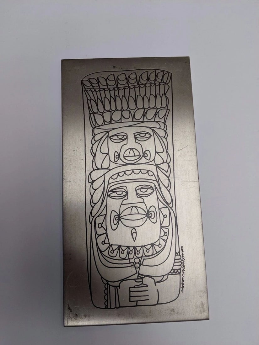 STERLING SILVER PLAQUE BY CARLOS SIERRA-FRANCO KIKIAB DANU #123/375 - 23.7 OZT: STERLING SILVER PLAQUE BY CARLOS SIERRA-FRANCO KIKIAB DANU #123/375 - RARE Carlos Sierra-Franco Sterling Silver Plague KIKAB DANU The Franklin Mint Numbered - 123/375 Made Dimensions - 8 1/4' Height x