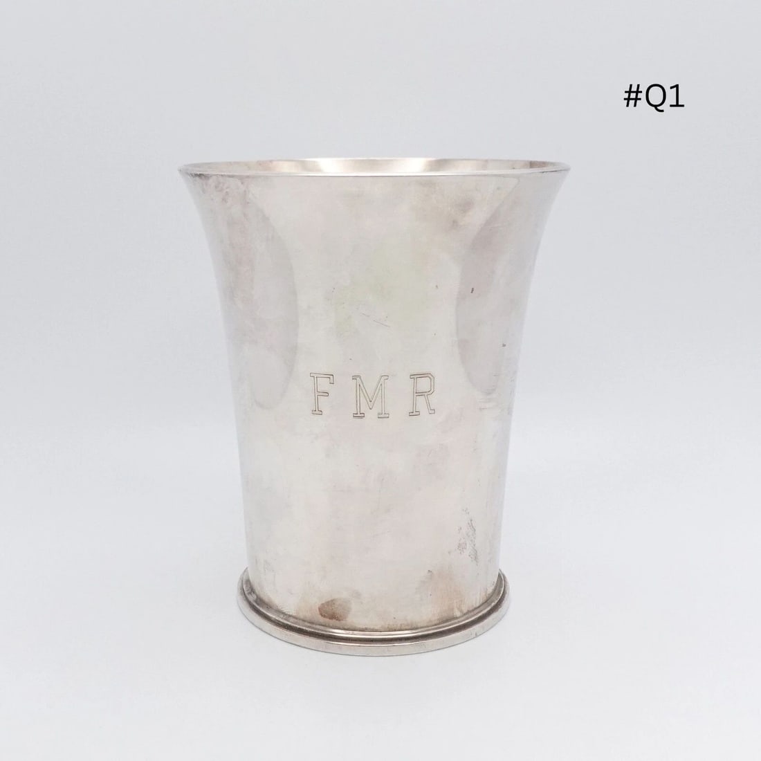 GEORG JENSEN HARALD NIELSEN STERLING SILVER 671C PYRAMID CUP - 3.5" MONOGRAM FMR: GEORG JENSEN HARALD NIELSEN STERLING SILVER 671C PYRAMID CUP - 3.5" MONOGRAM FMR Georg Jensen Designed by Harald Nielsen Sterling Silver Pattern No. 671C Pyramid Cup Monogram FMR - Sold As Is Est. Ret