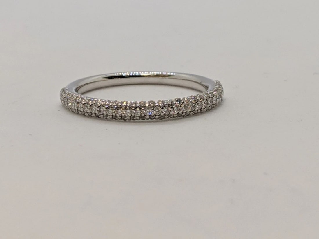 1879 BIRKS PLATINUM & 0.45 TCW PAVE DIAMOND WEDDING BAND RING - SIZE 6.5: 1879 BIRKS PLATINUM & 0.45 TCW PAVE DIAMOND WEDDING BAND RING - SIZE 6.5 Birks 1879 Platinum & Pave Diamond Wedding Band Ring Ring Size - 6.5 Total Carat Weight - 0.45 ct Total Weight - 3.6 Grams Exce