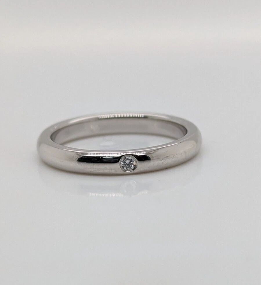 TIFFANY & CO. ELSA PERETTI PLATINUM DIAMOND STACKABLE BAND RING - SIZE 6: Tiffany & Co. Elsa Peretti Platinum Diamond Stackable Band Ring Ring Size - 6 Width - 2.75mm Total Weight - 5.3 Grams Professionally Polished & Looks Brand New Pouch NOT Included Retail $1350 + Tax