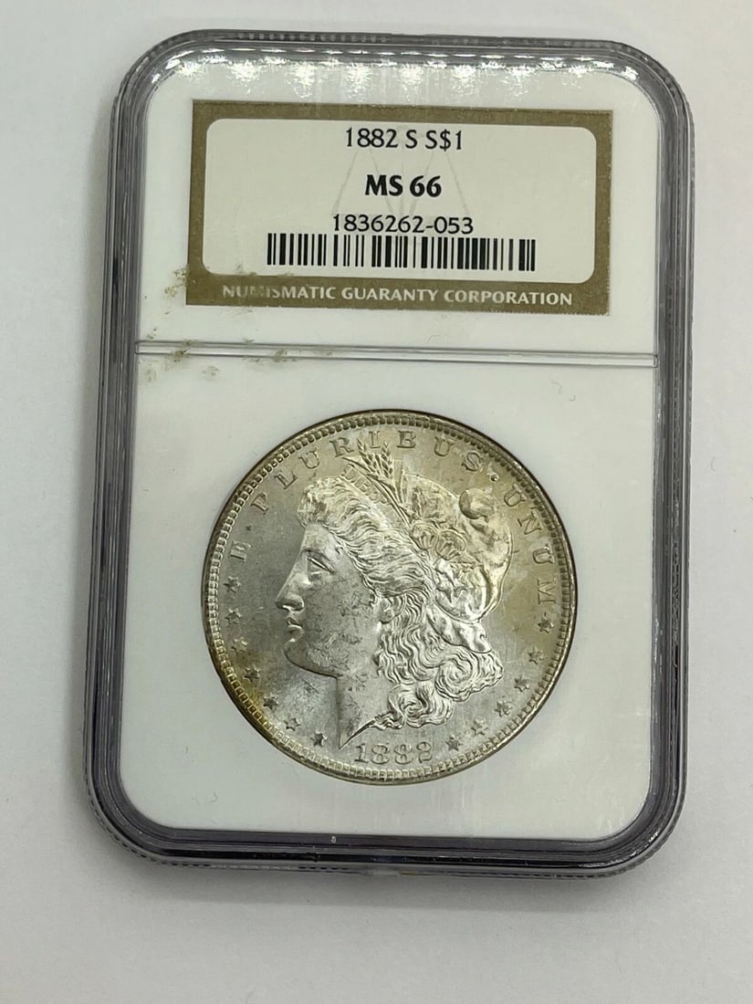 1882-S MORGAN SILVER DOLLAR $1 COIN NGC MS 66: 1882- S Morgan Silver Dollar $1 Coin .900 Fine Silver NGC Certified - MS 66 Excellent Condition & Well Kept Outer-Box Not Included
